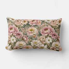 Dusty Mauve och Vit ros Lumbarkudde