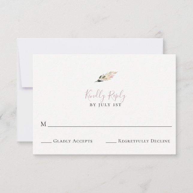 Dusty Mauve Pampas Grass Bröllop OSA Card (Framsida)