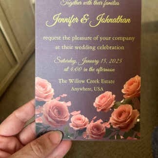 Dusty Mauve Peach Rose Petals Promises Wedding Inbjudningar