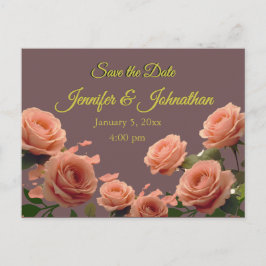 Dusty Mauve Peach Rose Petals Promises Wedding Meddelande Vykort