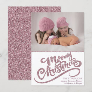 Dusty Mauve Ro Rosa God jul Modern Photo Julkort