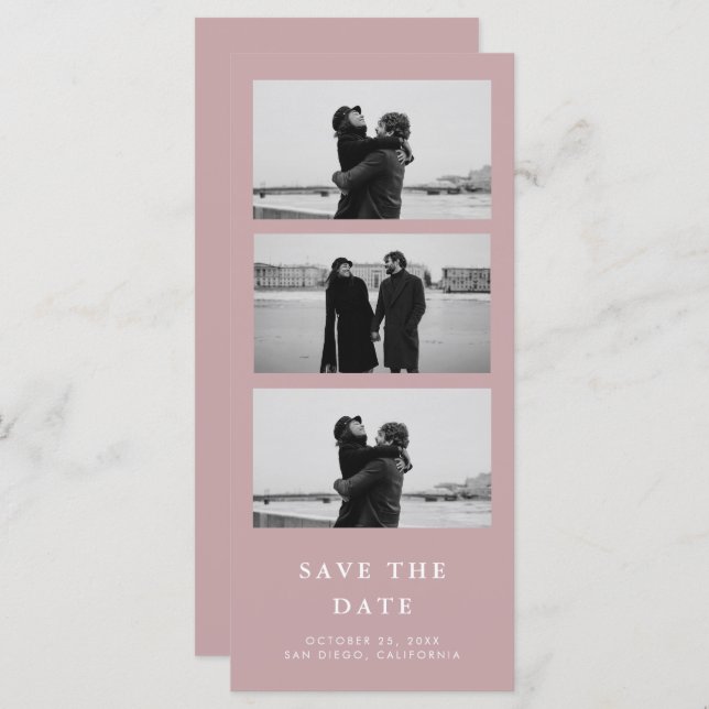 Dusty Mauve Rosa Photo Strip QR Code Bröllop (Fram/baksida)