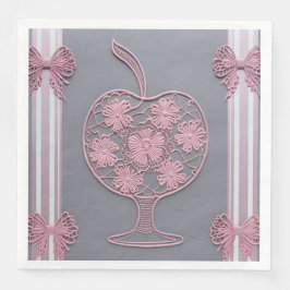 Dusty Mauve Rosa Spets Coquette Bröllop Pappersservett