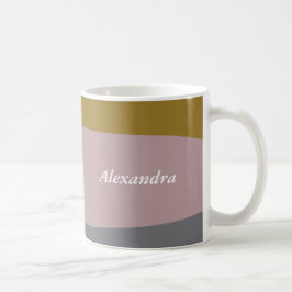 Dusty Mauve Stripe Art Personlig Namn Kaffemugg