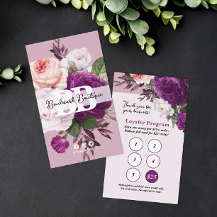 Dusty Mauve Vintage Blommigt Service Loyalty 5-Fri Visitkort