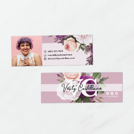 Dusty Mauve Vintage Ro Blommigt Personal Photo Mini Visitkort