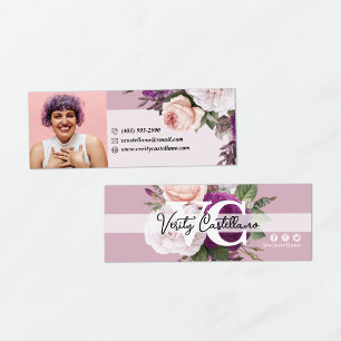 Dusty Mauve Vintage Ro Blommigt Personal Photo Mini Visitkort