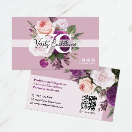 Dusty Mauve Vintage Ro Blommigt Simple Personal Visitkort