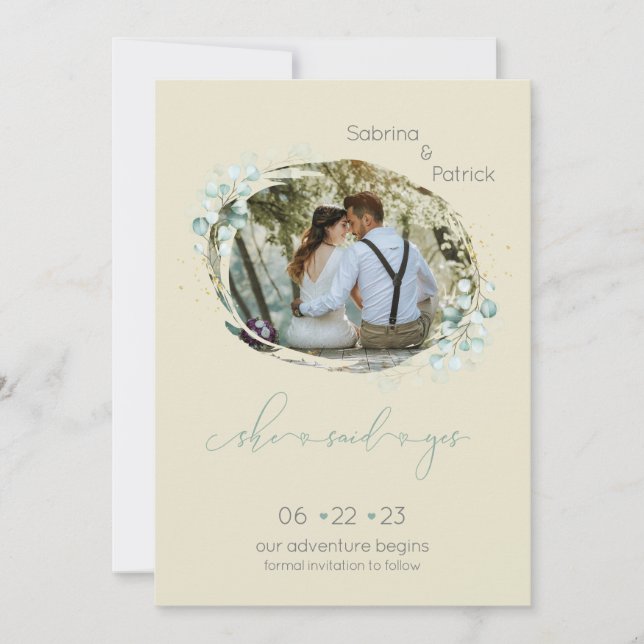 Dusty Mellow Gult sa ja Photo Spara Datumet (Framsida)