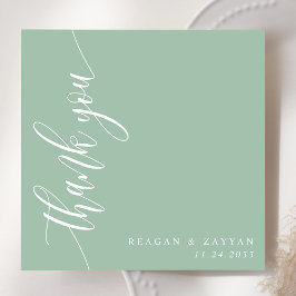 Dusty Mint Calligraphy Script Bröllop Tack Kort