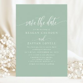 Dusty Mint Elegant Calligraphy Save Date Spara Datumet