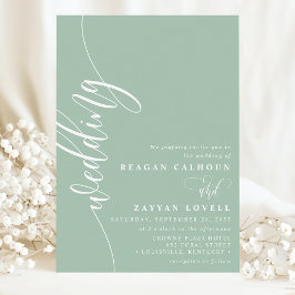 Dusty Mint Elegant Kalligrafi Bröllopsskrift Inbjudningar