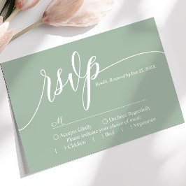 Dusty Mint Simple Script Bröllop OSA Card Kort