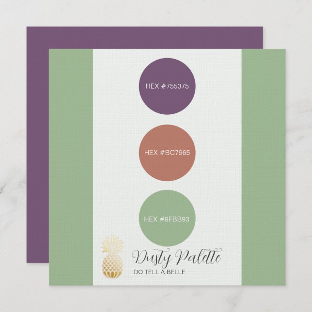 Dusty Muted Färg Palette Card Inbjudningar (Fram/baksida)