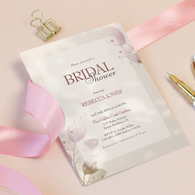 Dusty Muted  Rosa Blommigt Photo Möhippa Inbjudningar (Skapare uppladdad)