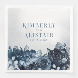 Dusty Napkins, Pappra Bröllop, blå Peony-blått Pappersservett