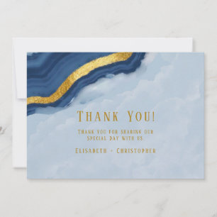 Dusty Navy Blue & Guld Agate - tack för dina kort