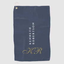 Dusty Navy Blue Monogram Minimalist Gold White Men