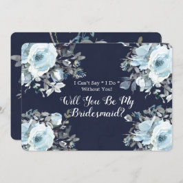 Dusty Navy Blue Peony blir min bridesmaid Inbjudningar