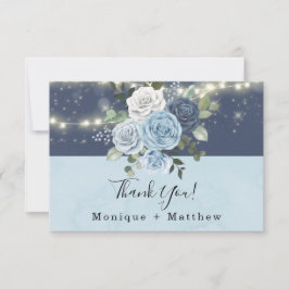 Dusty Navy Blue Peony Bröllop - tackkort Inbjudningar