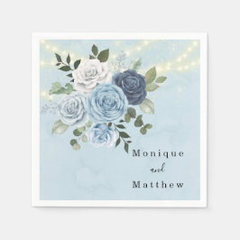Dusty Navy Blue Peony County Ljus Bröllop Pappersservett