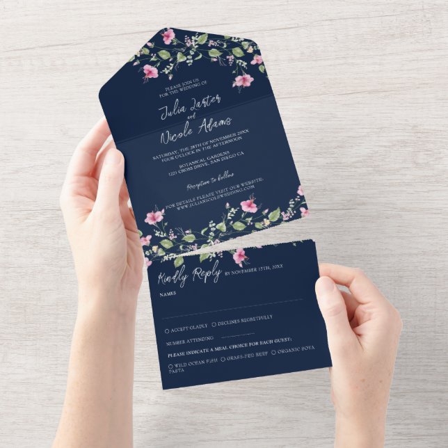 Dusty Navy Blue Rosa Hibiscus Bloom Möhippa (Tearaway)