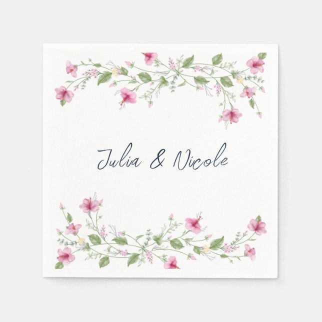 Dusty Navy Blue Rosa Hibiscus Bloom Möhippa Pappersservett (Framsidan)