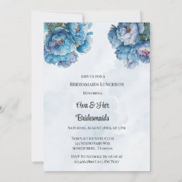Dusty Navy Paint Peony Bridesmaids Luncheon Inbjudningar