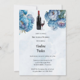 Dusty Navy Paint Peony Brunch & Bubly Inbjudningar