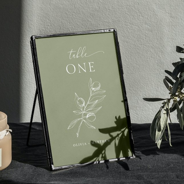 Dusty Oliv grönt Bröllop | Elegant Rustic Garden Bordsnummer (Skapare uppladdad)