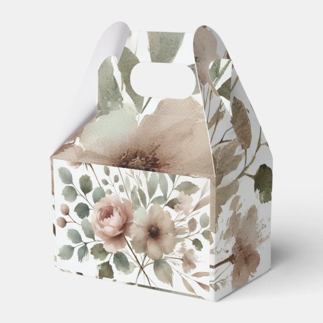 Dusty Olive & Rosa Watercolor Blommigt Bröllop Presentaskar (Framsidan Sidan)