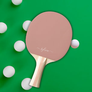 Dusty Orange Modern Girly Monogram Namn Pingisracket