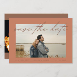 Dusty Orange Terracotta Elegant Gräns Photo Spara Datumet