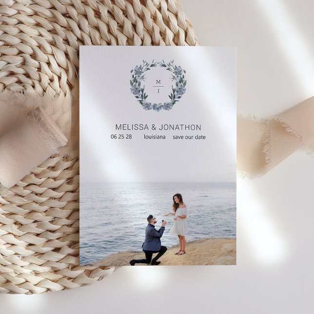 Dusty Pastel Blåa blommor Bride Save Date Spara Datumet (Skapare uppladdad)