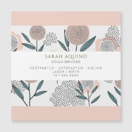 Dusty Peach Blommigt Doula Magnetic Affärskort