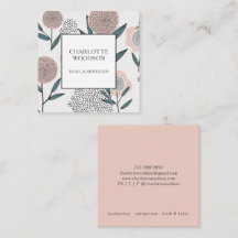 Dusty Peach Blommigt Doula Magnetic Affärskort