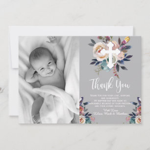 Dusty Peach Blue Blommigt Baptism - tack för ditt Kort