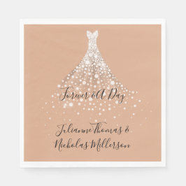 Dusty Peach Guld Confetti Diamonds Dress Pappersservett