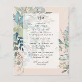 Dusty Peach Sage Bröllop Ceremony Reception Inbjud Flygblad