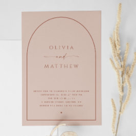 Dusty Peach Taupe Valv Vigkort | Modernt Foto + QR Inbjudningar