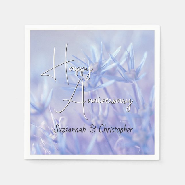 Dusty Periwinkle Floral Background Anniversary Pappersservett (Framsidan)
