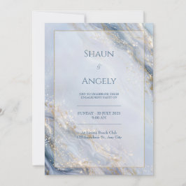 Dusty Periwinkle Gold Foil Marble Wedding Inbjudningar
