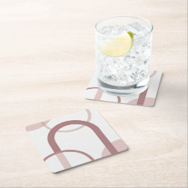 Dusty Pink Abstract Arch Coaster Set Underlägg Papper Kvadrat