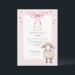 Dusty Pink Baby Sprinkle with Bow and Cute Lamb  Inbjudningar<br><div class="desc">Sweet Dusty Pink Bow Little Lamb Baby Shower Girl Sprinkle Invitation Celebrate the upcoming arrival of a little one with this adorable Pink Baby Sprinkle Invitation featuring a sweet watercolor lamb and delicate pink bow. Perfect for welcoming a second baby or a smaller celebration, this elegant invitation combines soft pastel...</div>