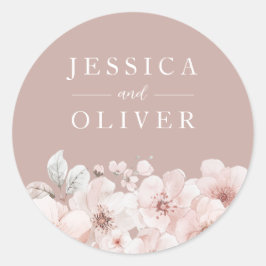 Dusty Pink & Blush Floral All Seasons Wedding Runt Klistermärke