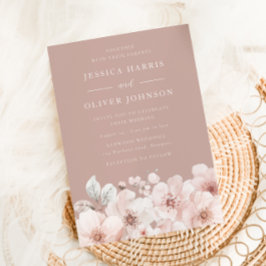 Dusty Pink & Blush Floral Watercolor Wedding Inbjudningar