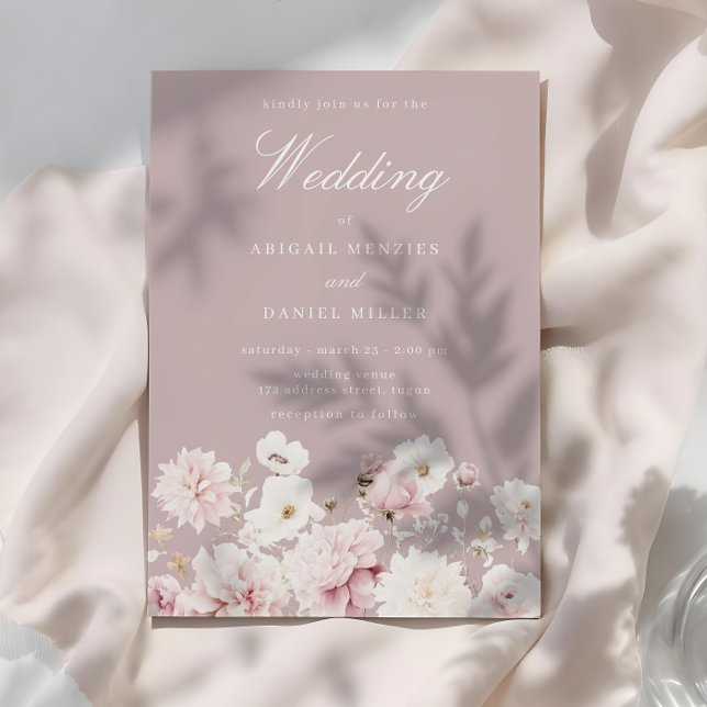 Dusty Pink & Blush Garden Floral Wedding Inbjudningar (Skapare uppladdad)