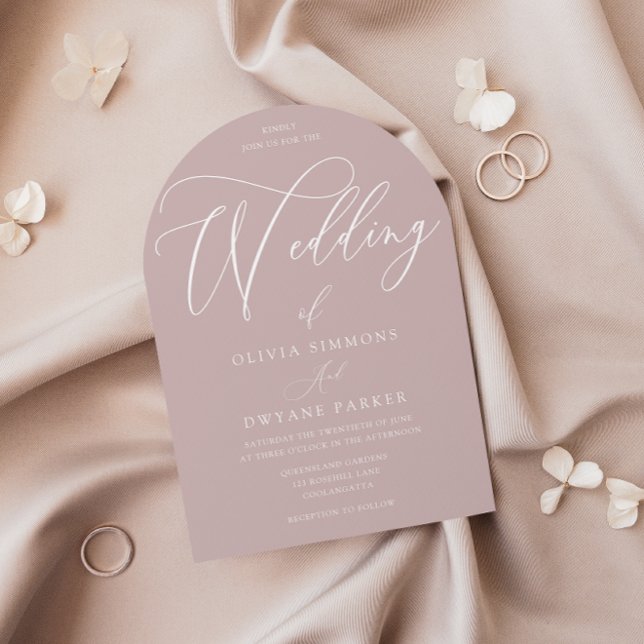 Dusty Pink Blush Modern Arch Wedding Inbjudningar (Skapare uppladdad)