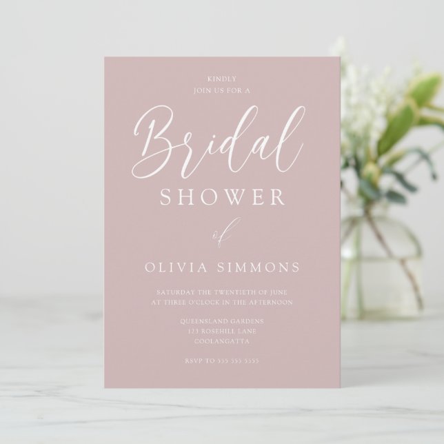 Dusty Pink Blush Modern Bridal Shower Inbjudningar (Stående Fram)