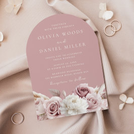 Dusty Pink & Blush Rose Floral Wedding Inbjudningar